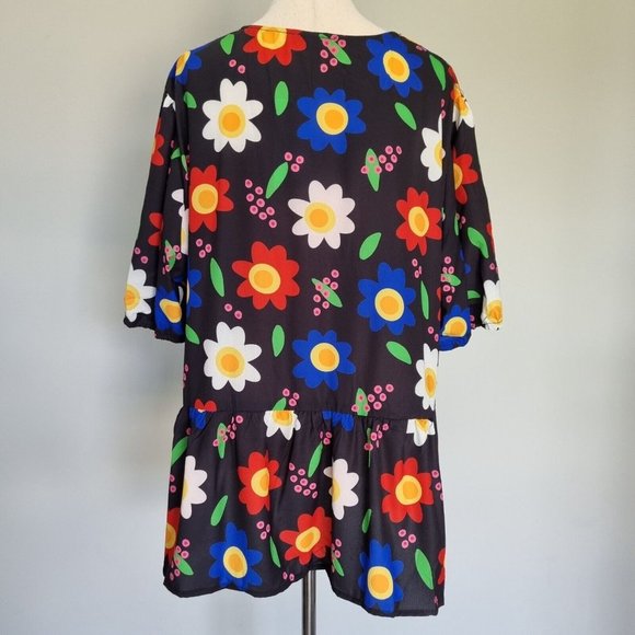 Lorraine Kerrie Multicolour Floral Frill Hem Top Plus Size 20 - Picture 5 of 10